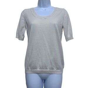 SuiStudio Merino wool short sleeves crewneck sweater L feminine minimalist